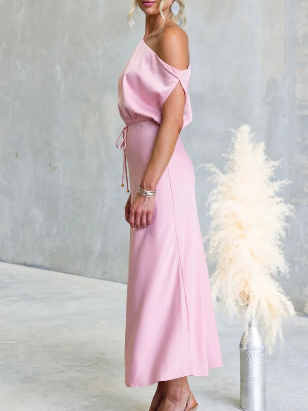 Classic One-Shoulder Midi Dress