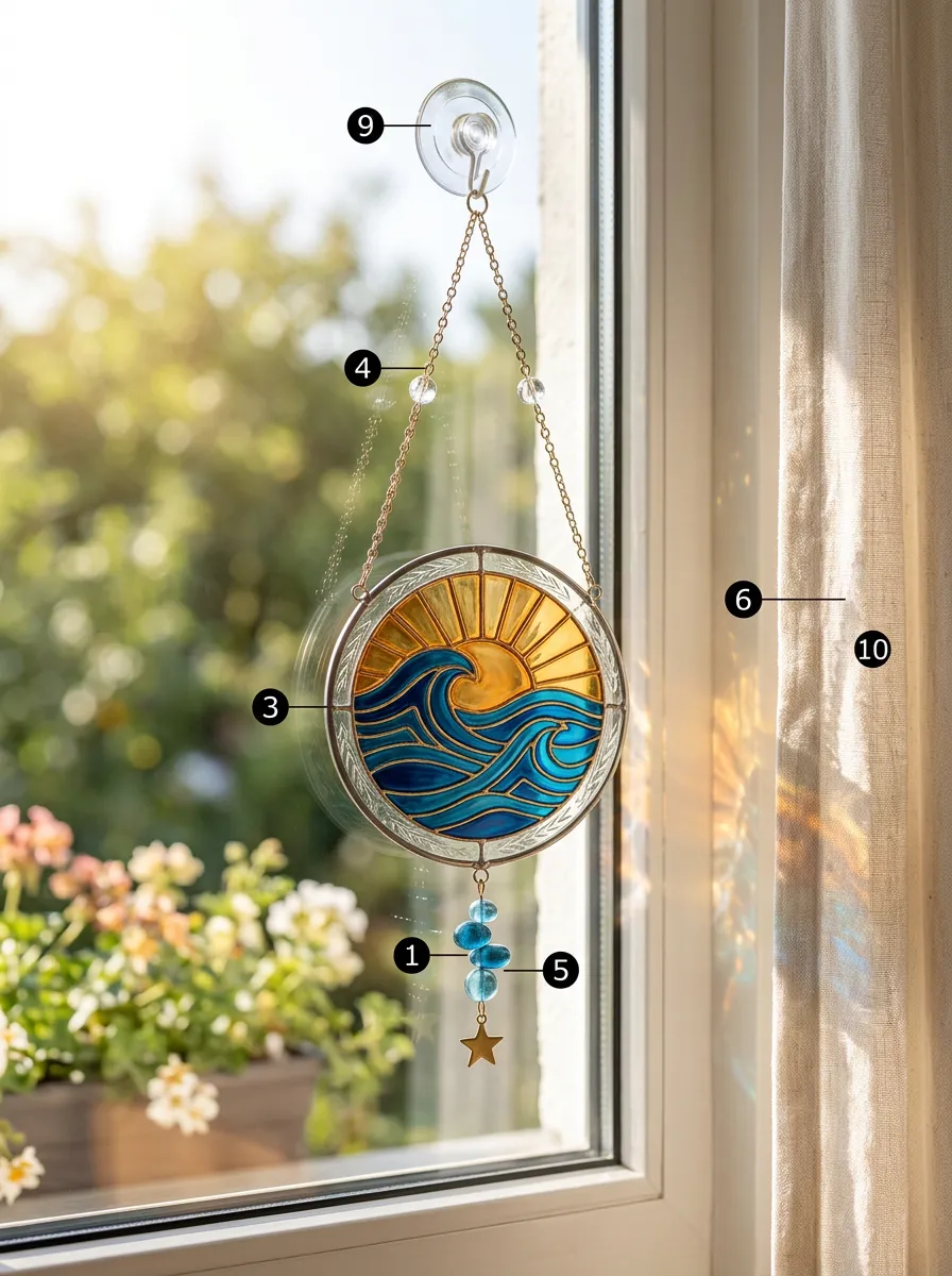 Ocean Sunset Stained Glass Printed Suncatcher