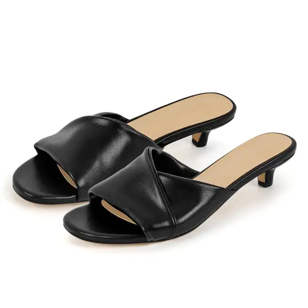 Round Toe Kitten Heel Mule Sandals
