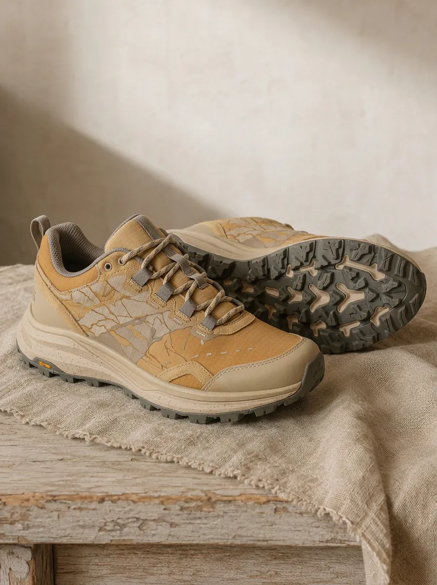 Women's Hiking Outdoor Tan Cracked Pattern Printed Shoes