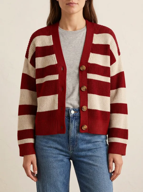 Classic Rugby Striped Knit Cardigan