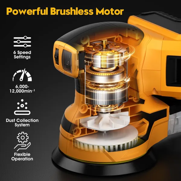 Cordless Orbital Sander for 20V Battery, Yellow