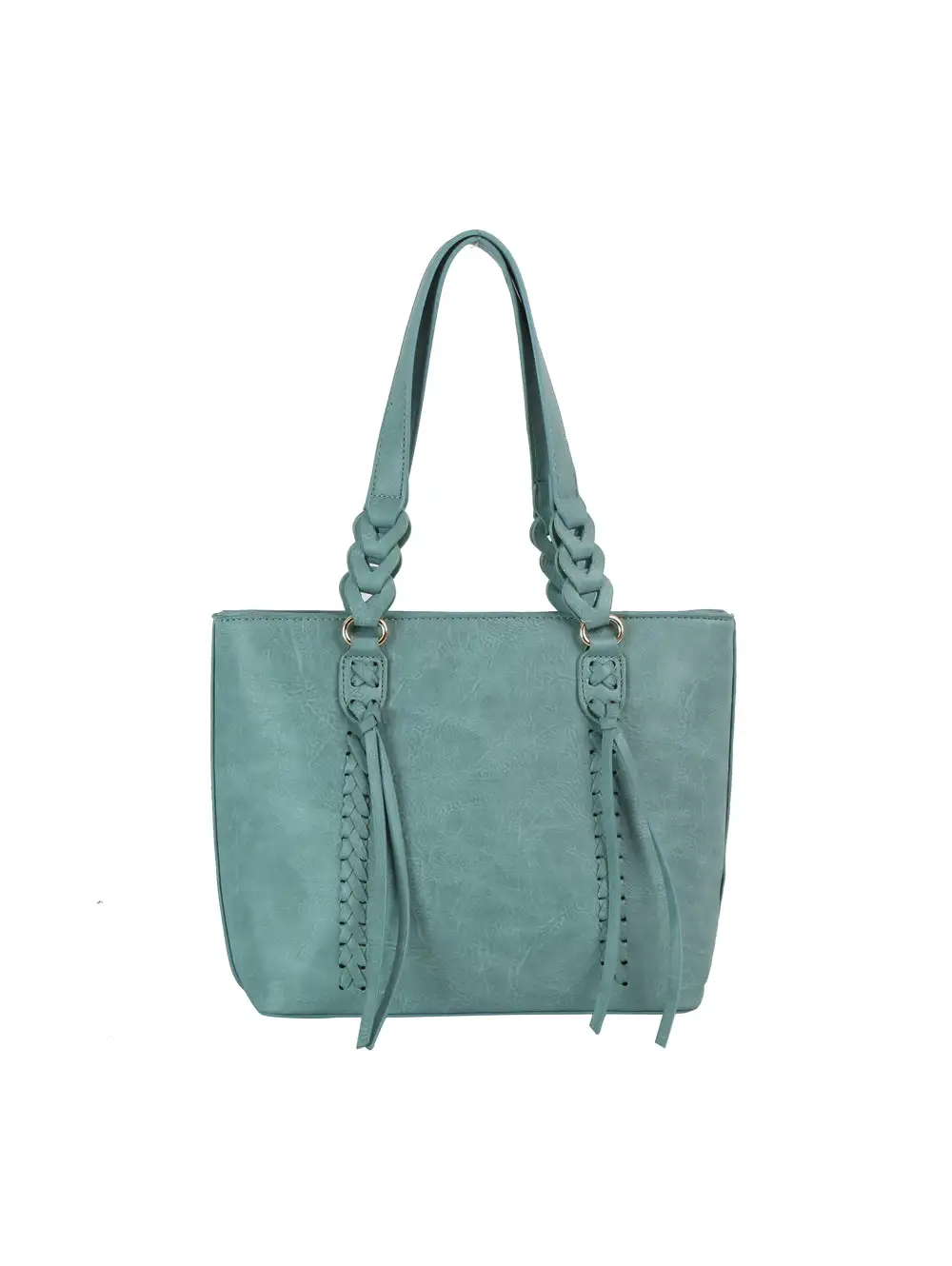 Cross Stitch Detailed Braided Tote Bag