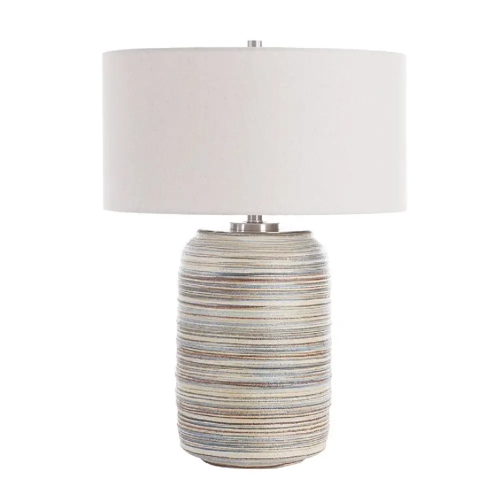 Earth-Toned Stripe Ceramic Table Lamp