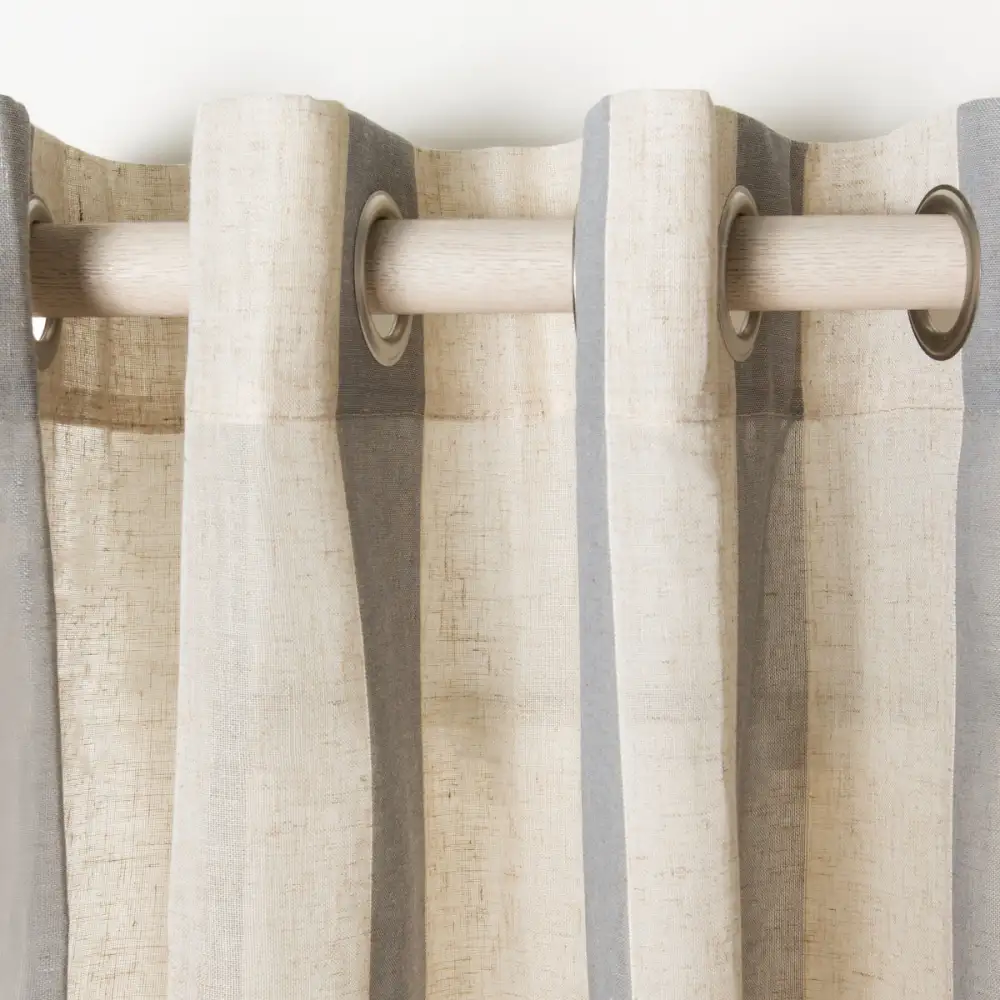Refined Semi-Sheer Striped Eyelet Contemporary Curtain Panel