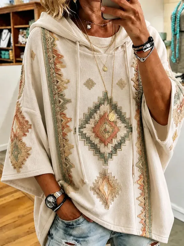 Women’s Retro Bohemian Art Print Hoodie