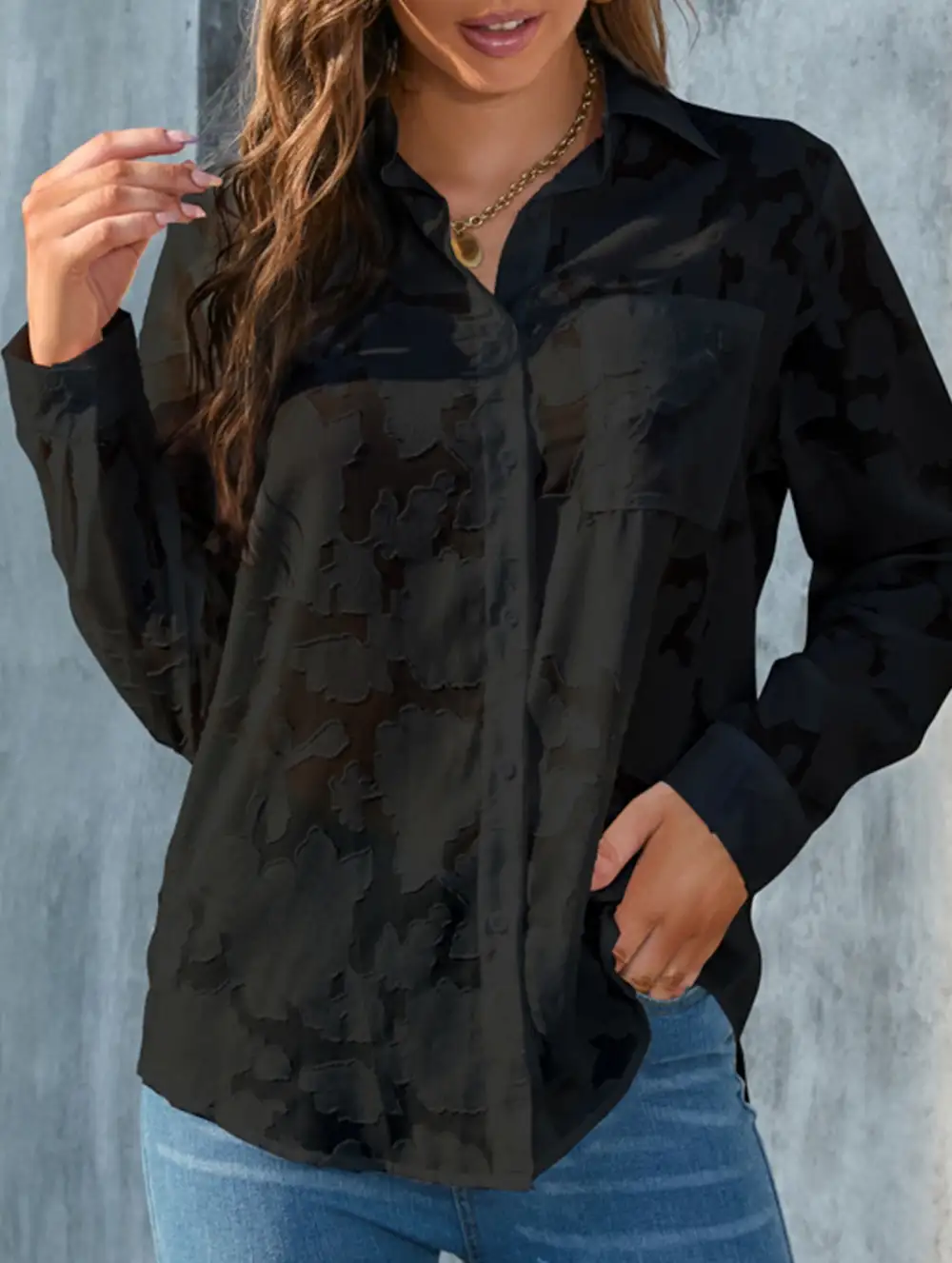 Loose Draped Chiffon Blouse