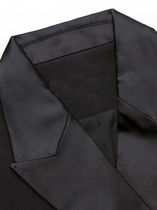 Flare Sleeve Long Asymmetric Button Front Solid Color Blazer