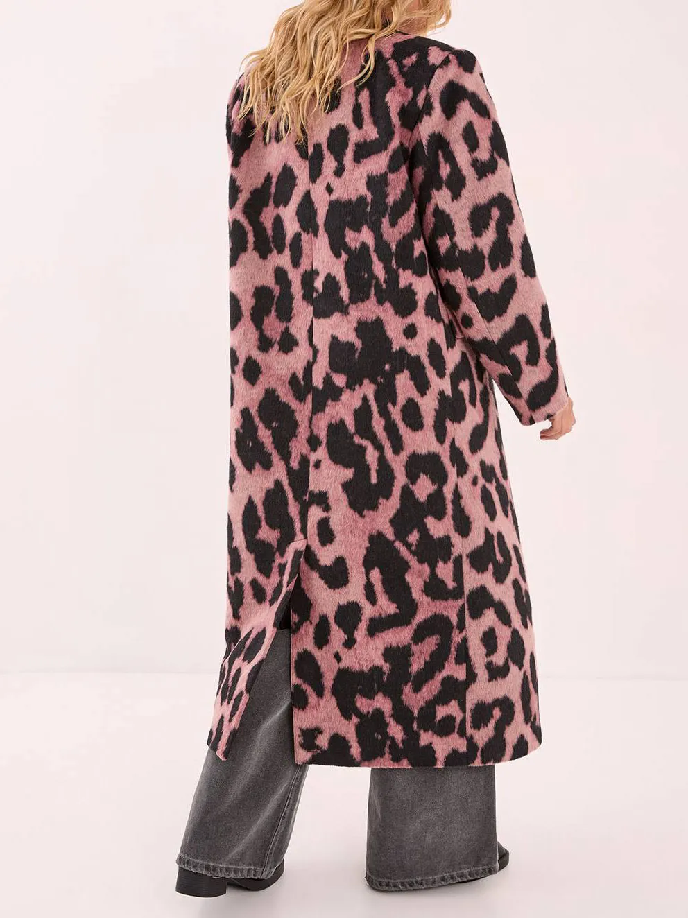 Women's Stylish Leopard-Print Fuzzy Long Coat