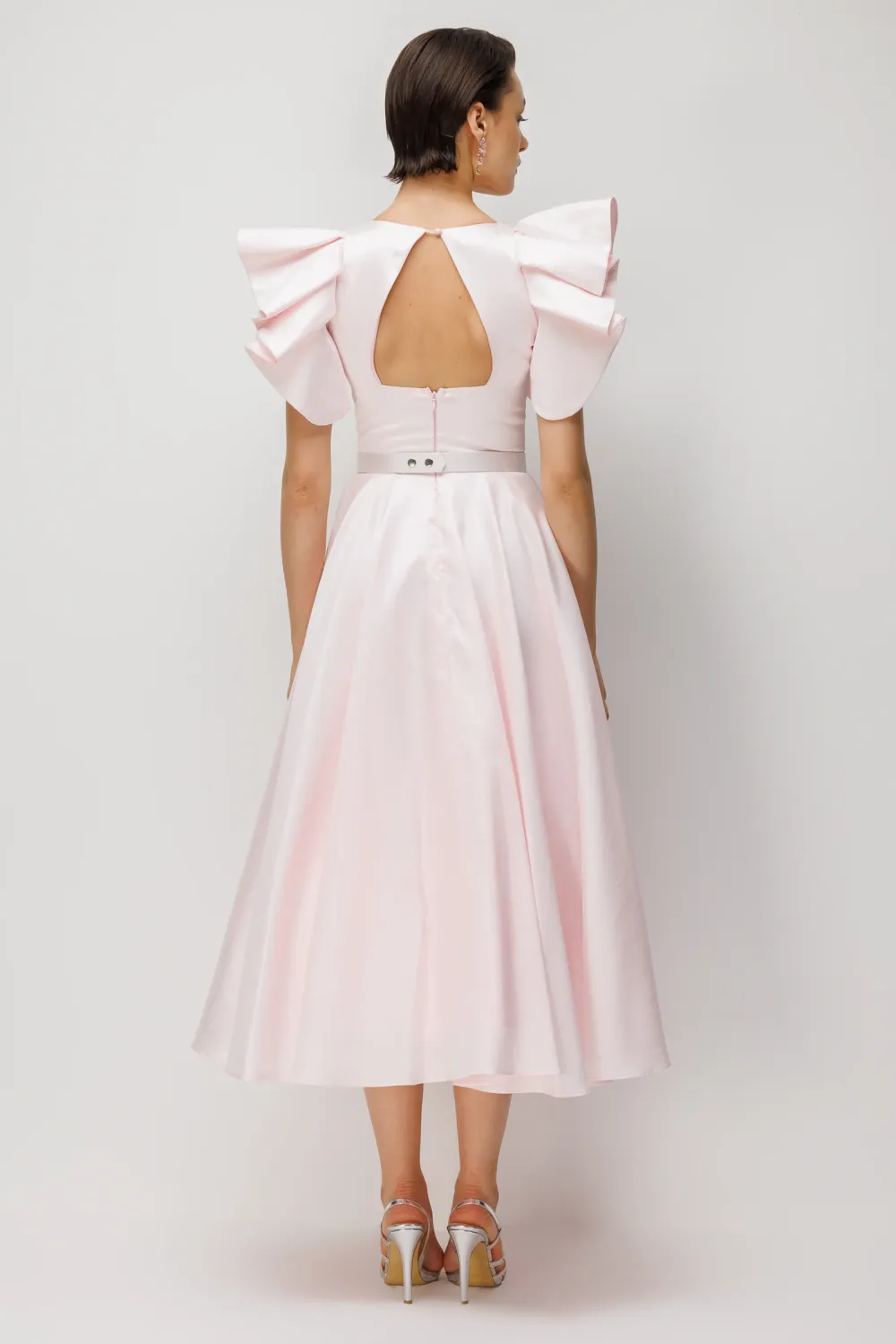 Seren V-Neck Waist Cinched A-Line Midi Dress