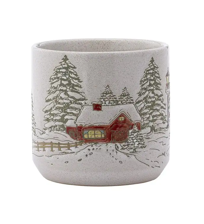 Snowy Pine Tree Ceramic Planter
