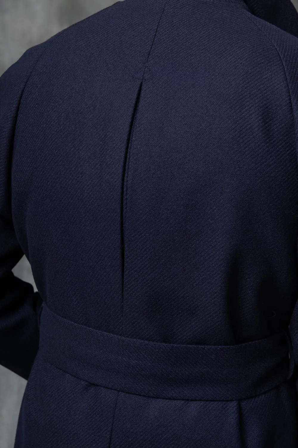 Blue Raglan Coat In  Wool