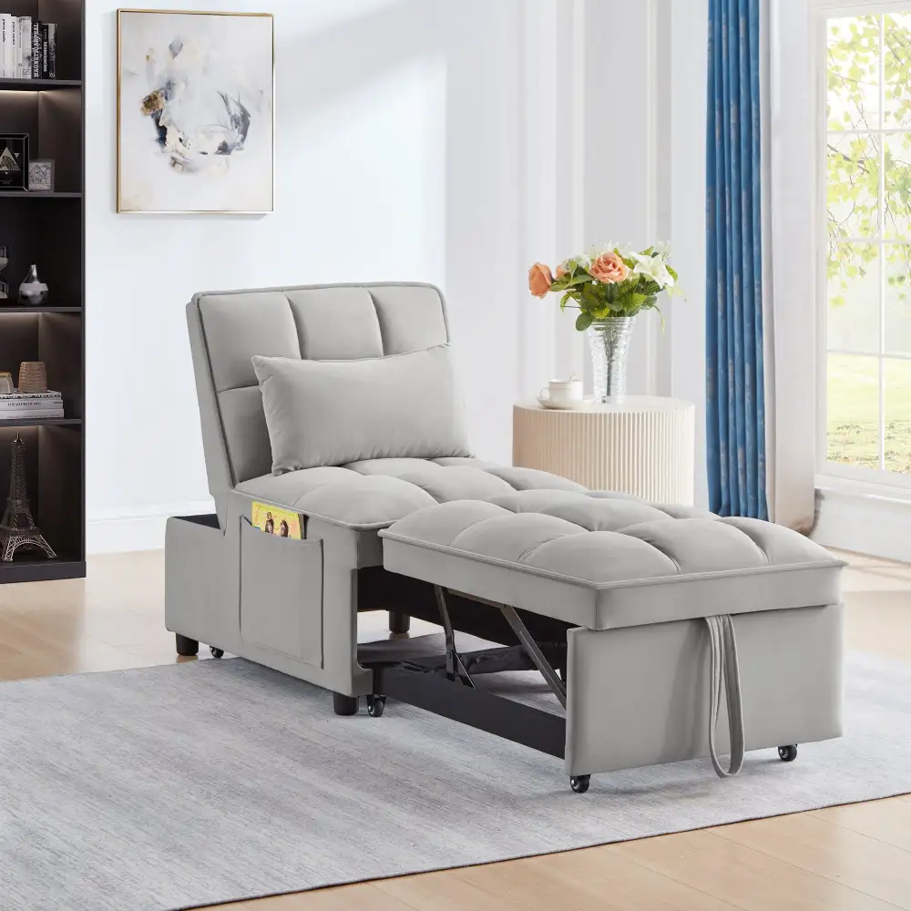 Function Single Sofa Bed with Storage Pockets