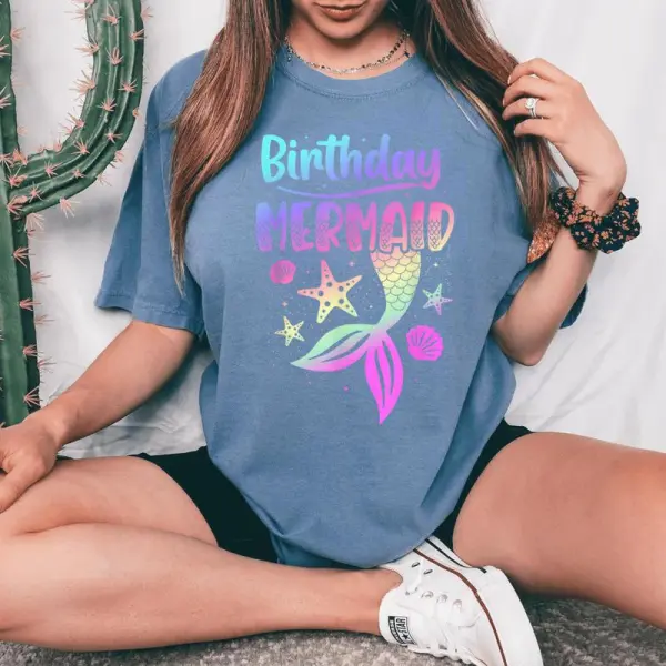 Birthday Mermaid Party N Girl Mermaid Women Women's Oversized Comfort T-Shirt