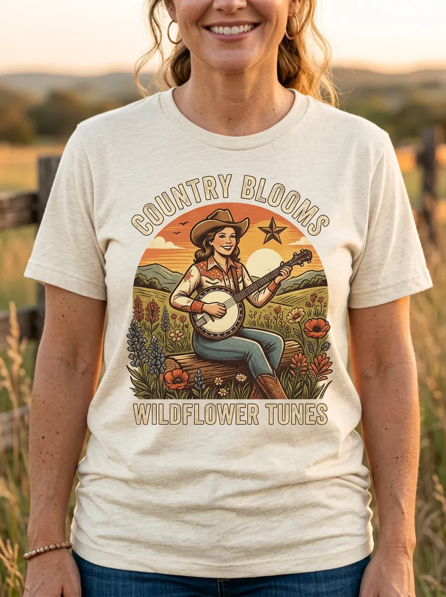Banjo Country Music Graphic T-Shirt