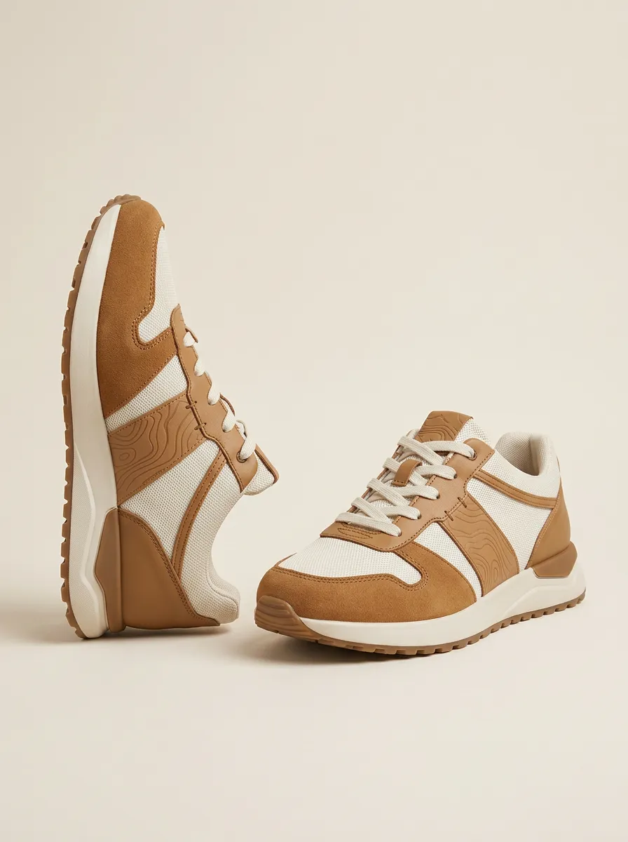 Unisex Everyday Minimalist Topographic Pattern Print Sneakers
