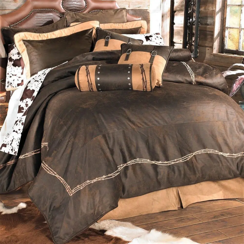 Embroidered Suede Comforter Set