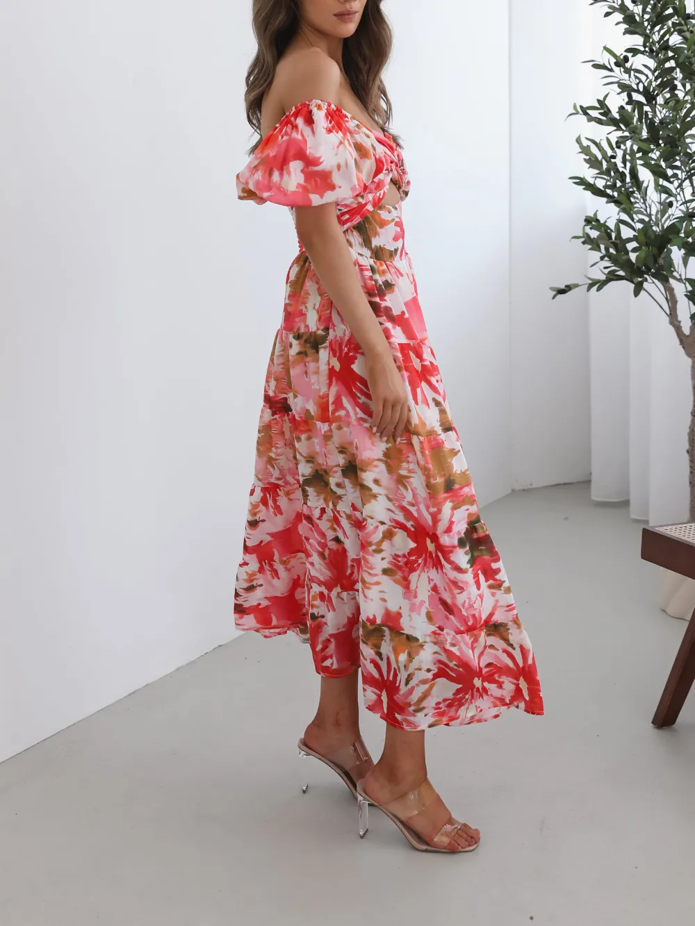 White Floral Casual Style Dress