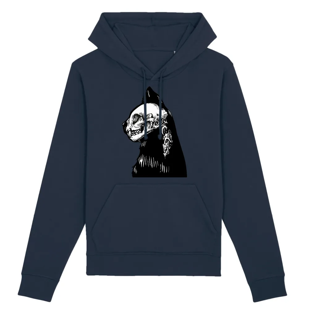 Skull Cat Graphic Pullover Hoodie