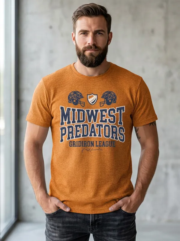 Men's Midwest Predators Football Helmet Printed T-shirt