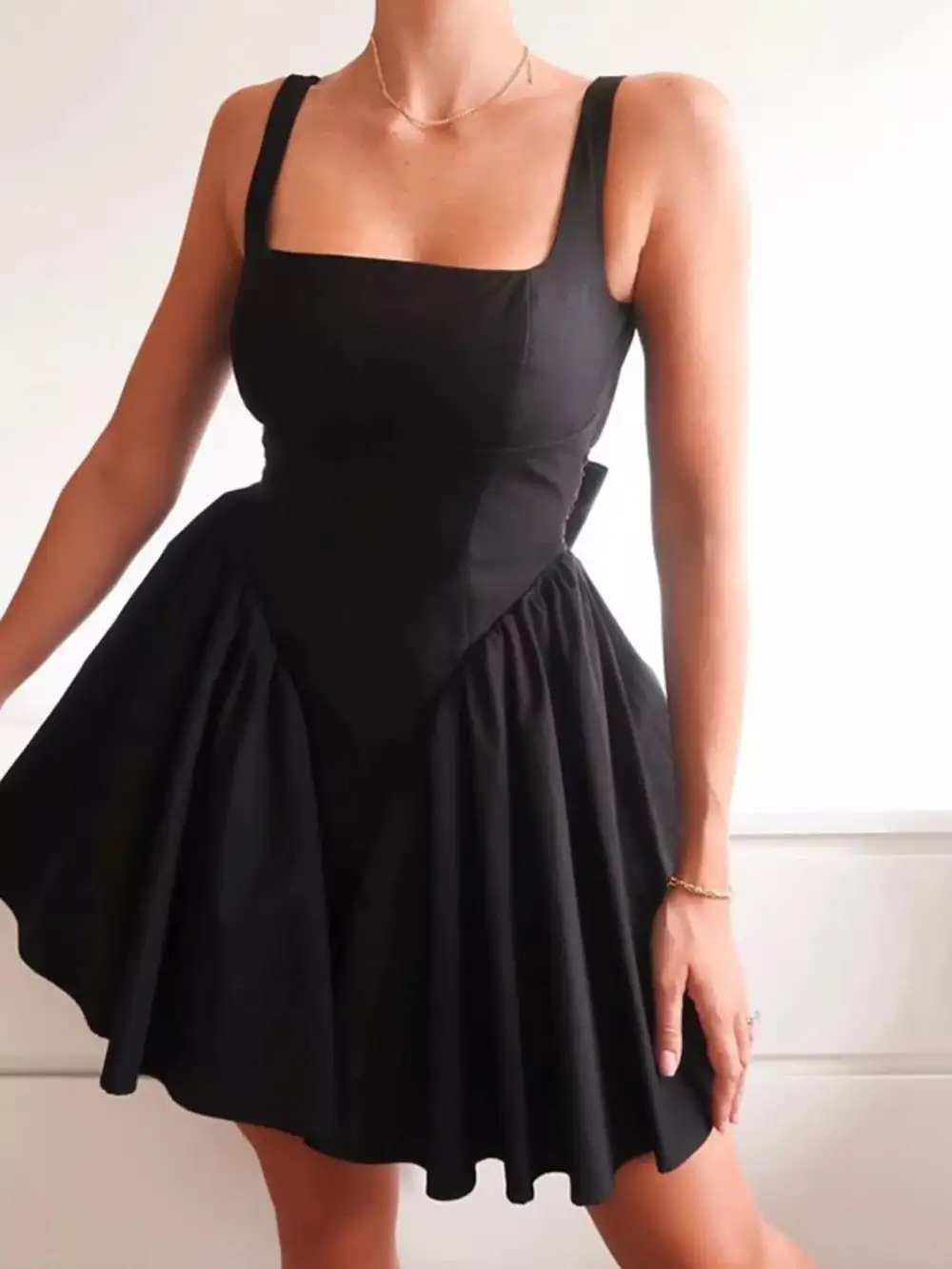 Square Neck Sleeveless Mini Dress