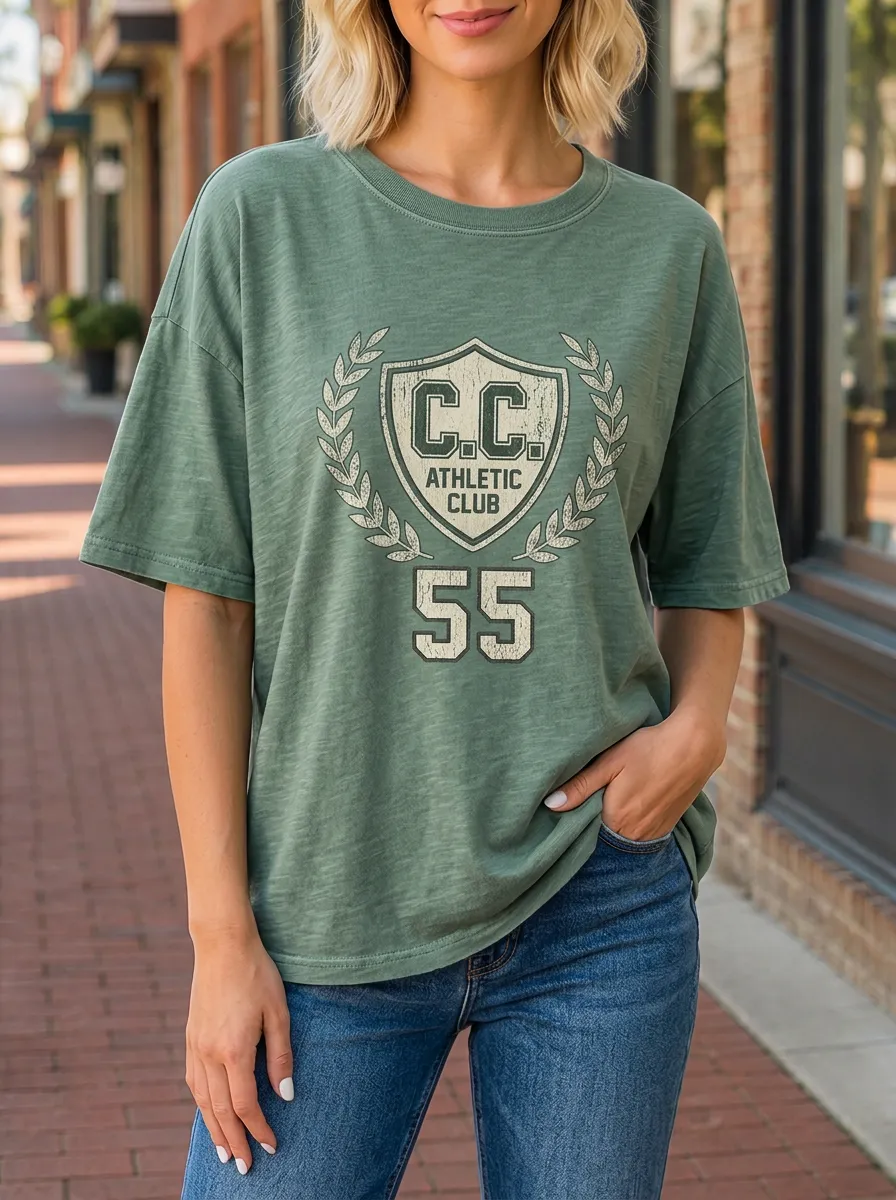 Women's Athletic Club 55 Shield Laurel Printed T-shirt