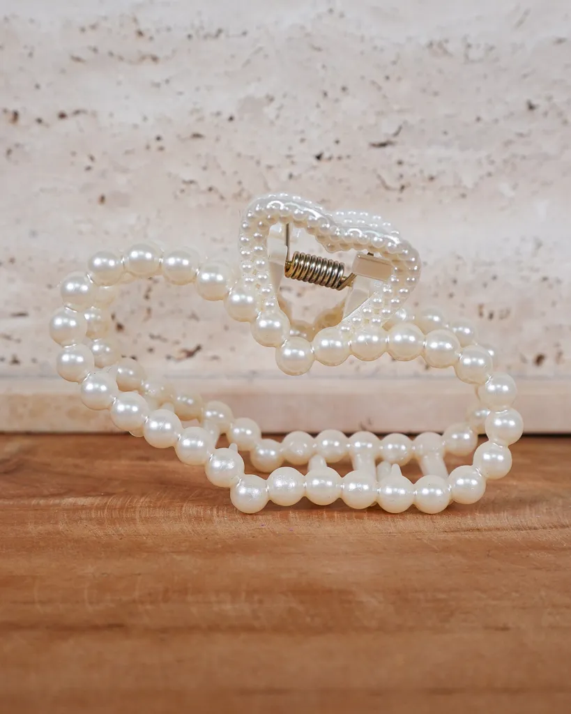Heart Pearl Accent Hair Clip