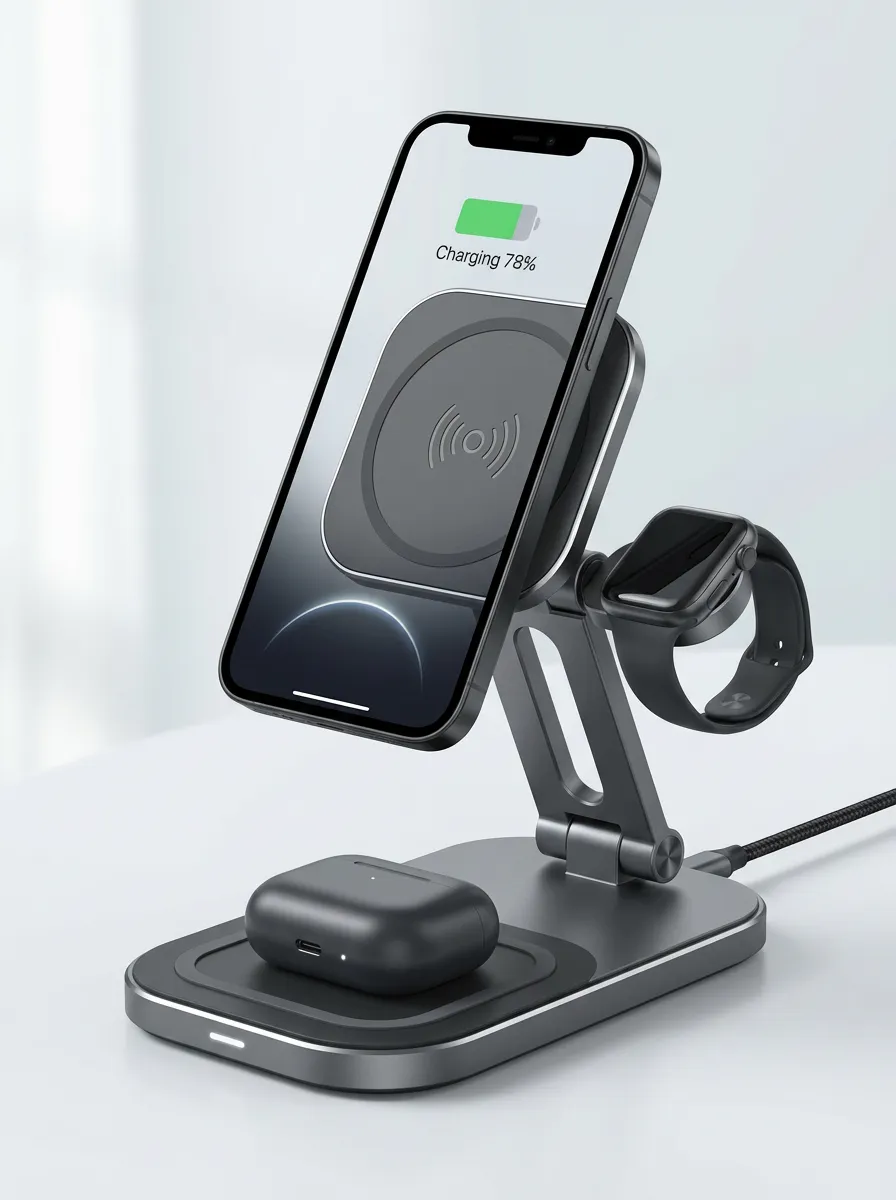 3-in-1 Wireless Magnetic Foldable Charging Station