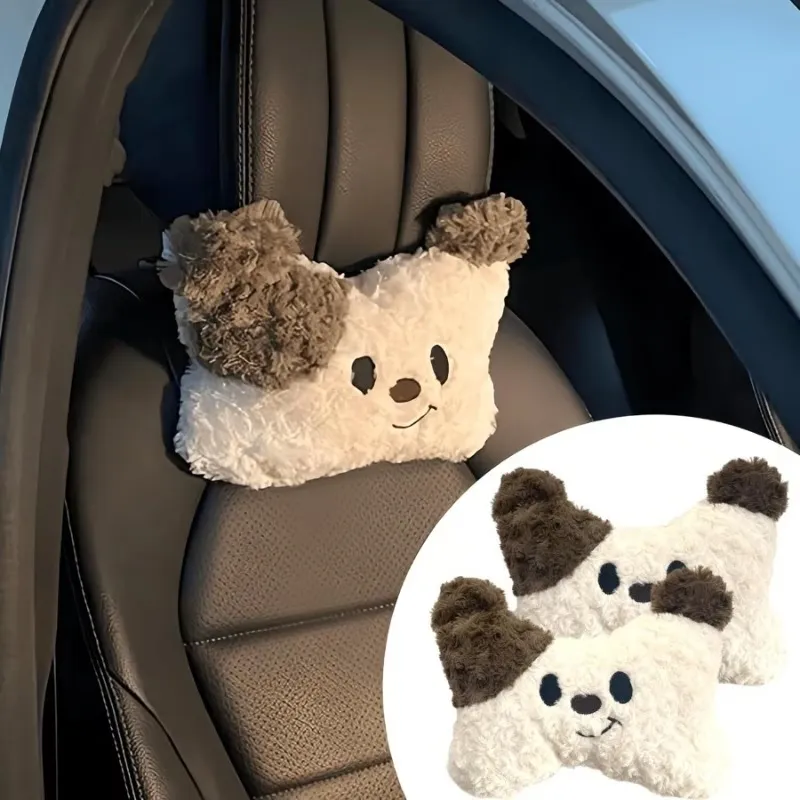 1Pcs Plush Puppy Car Headrest Pillow