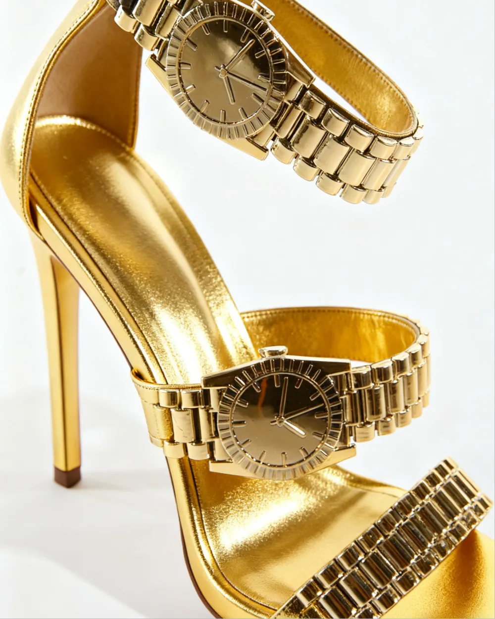 Watch Strap Sandals in Gold