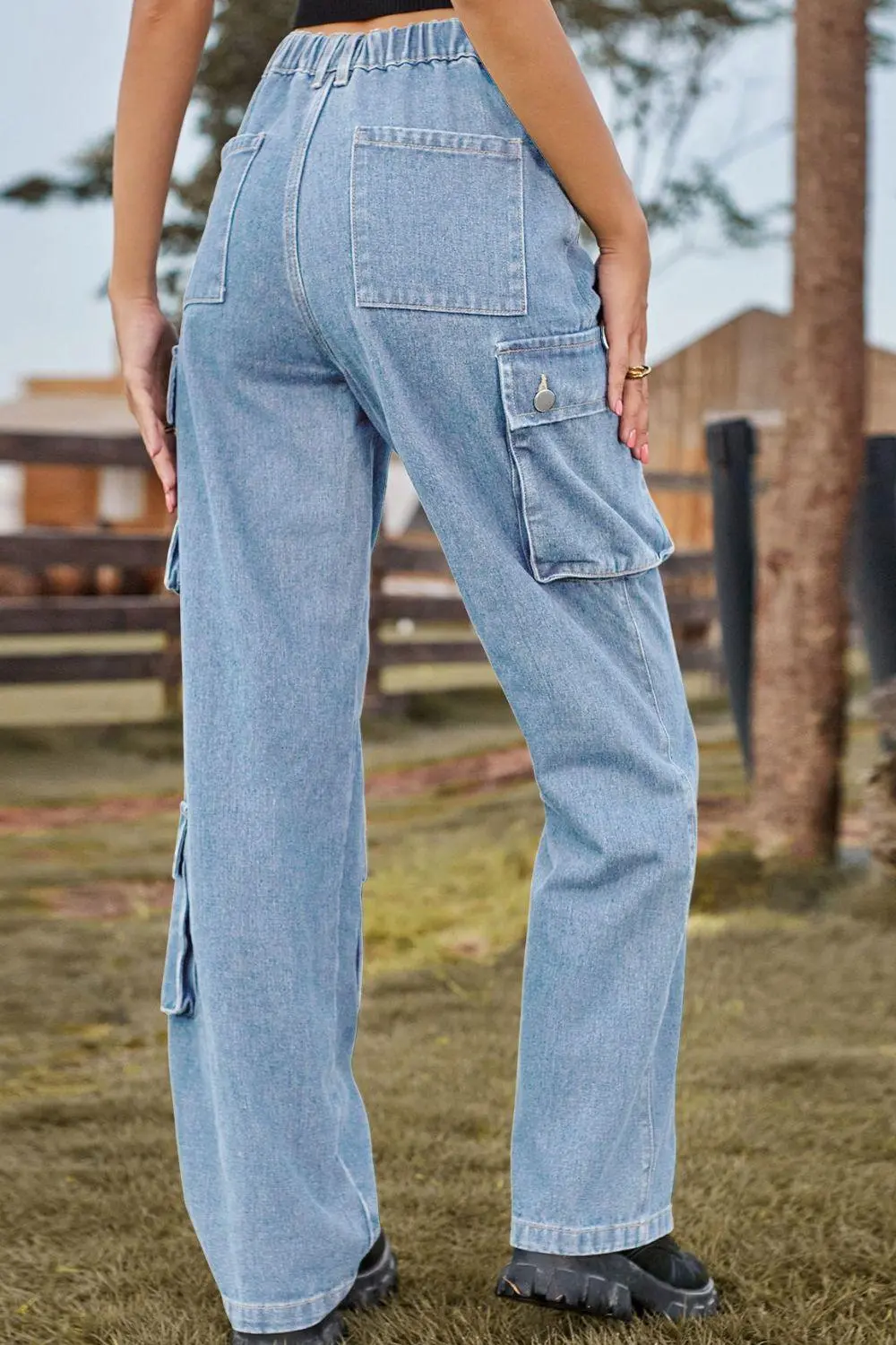 Loose Fit Long Pocket Denim Jeans