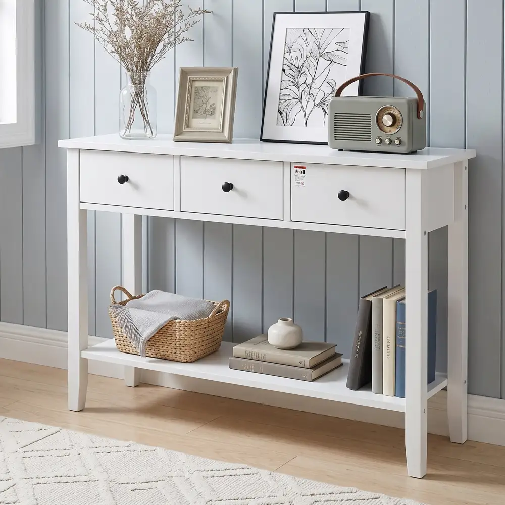 Spacious Drawer Shelf Console Table