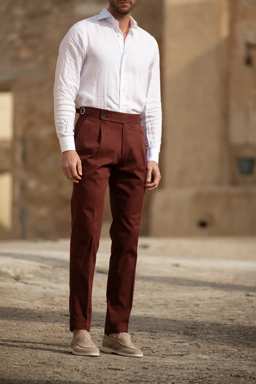 Bordeaux Cotton Trousers Men'S Fashion