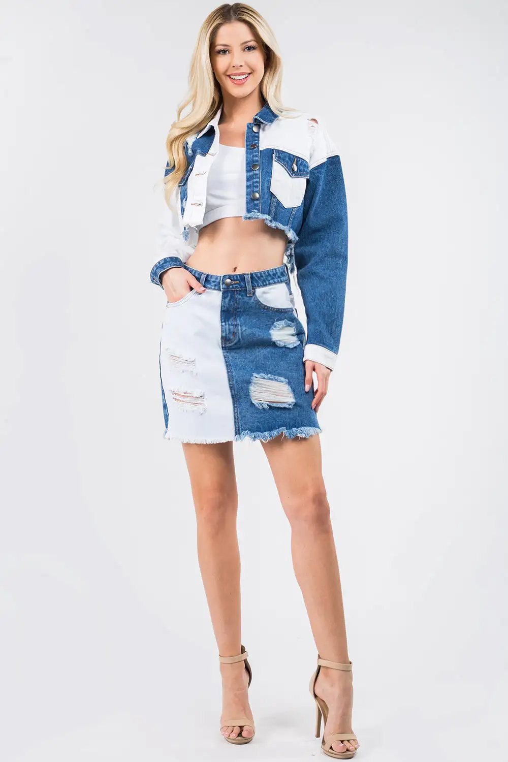 Denim Cotton Blend Tee Pants