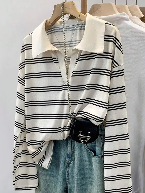 Black White Striped Sweater