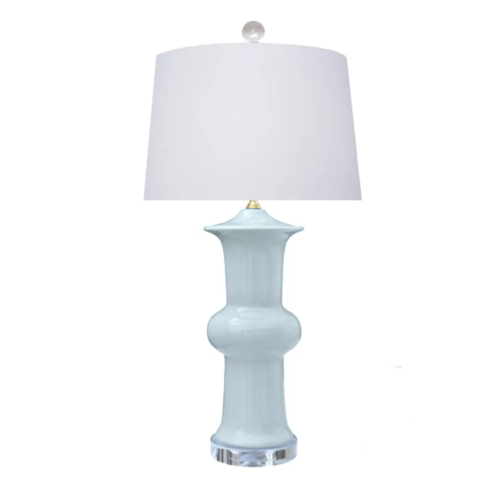 Hourglass Porcelain Drum-Shade Table Lamp