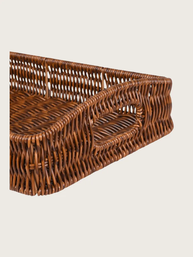 Faux Rattan Rectangular Tray