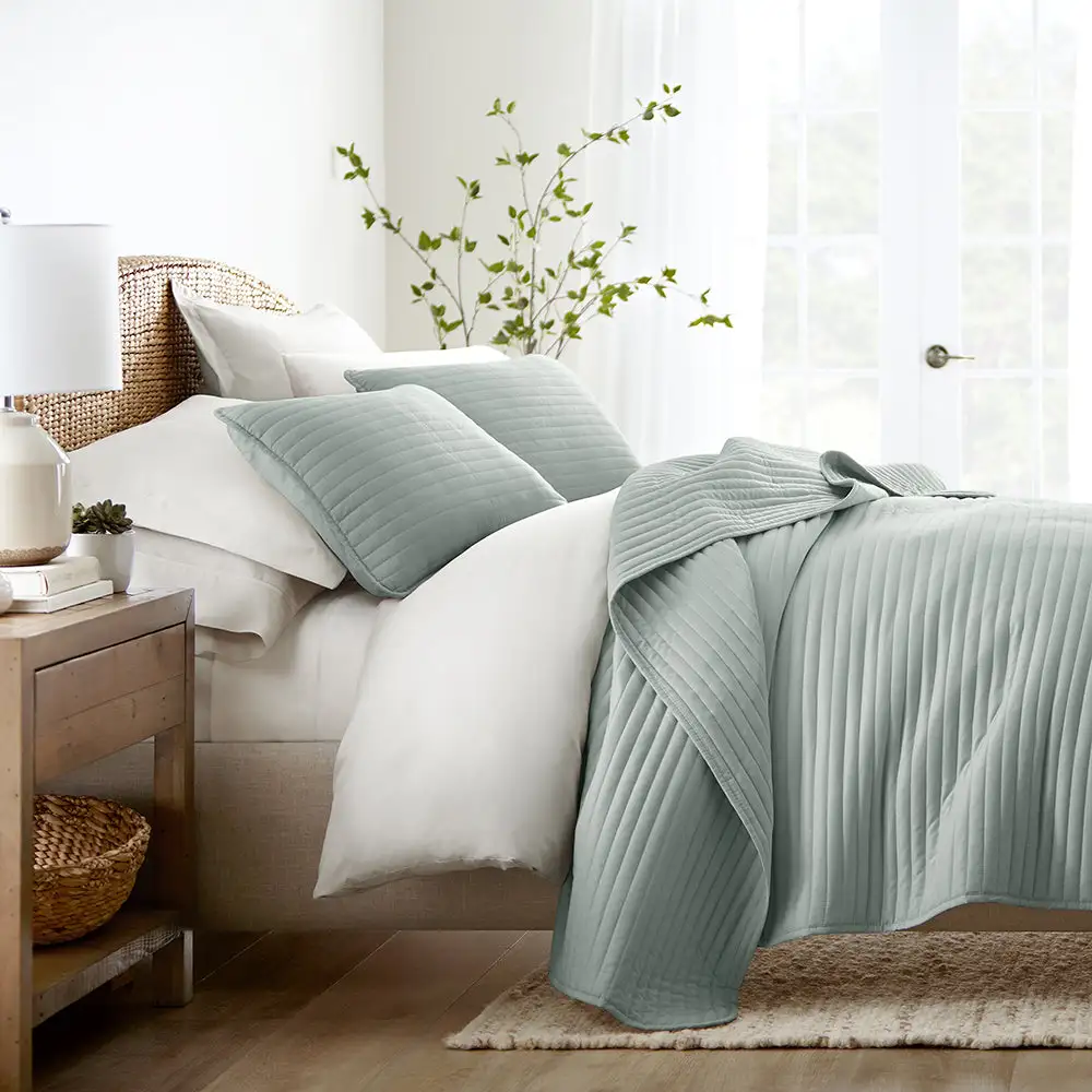 Stripe Stitch Quilted Coverlet Set