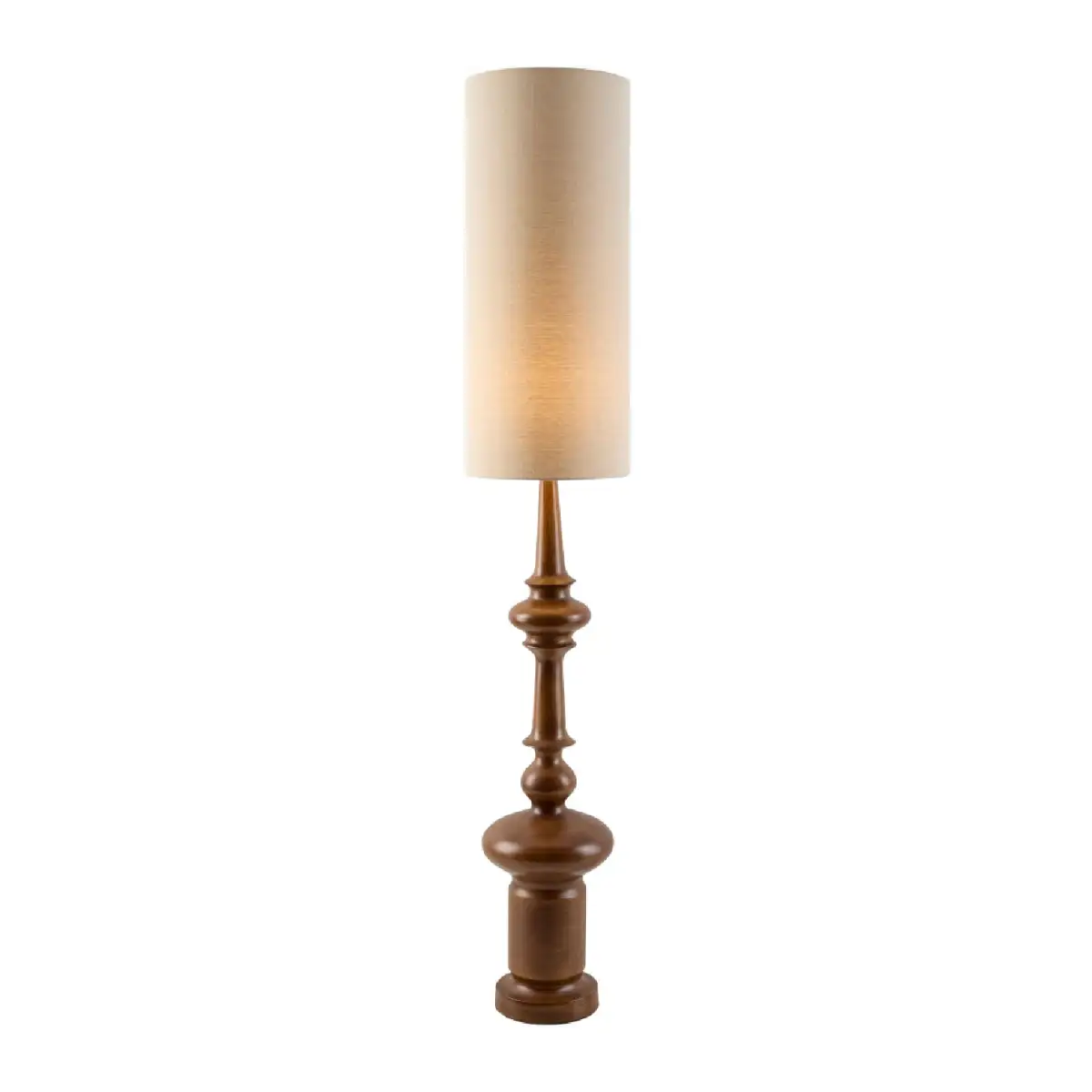 Linen-Shade Cylindrical Floor Lamp