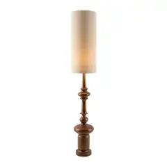 Linen-Shade Cylindrical Floor Lamp