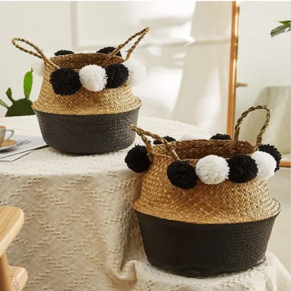 Structured Woven Seagrass Laundry Basket