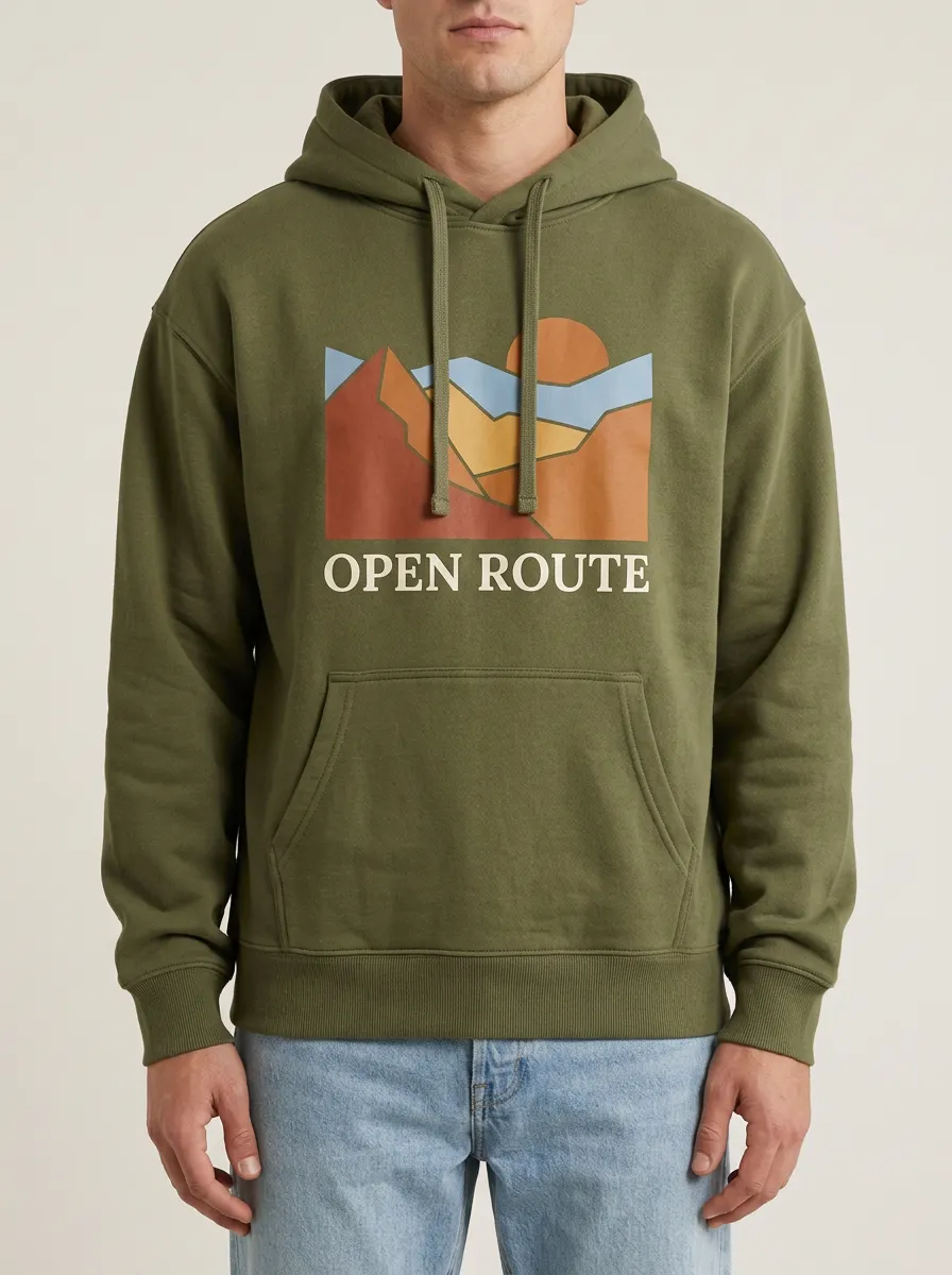 Open Route Mountain Sunset Nature Hoodie