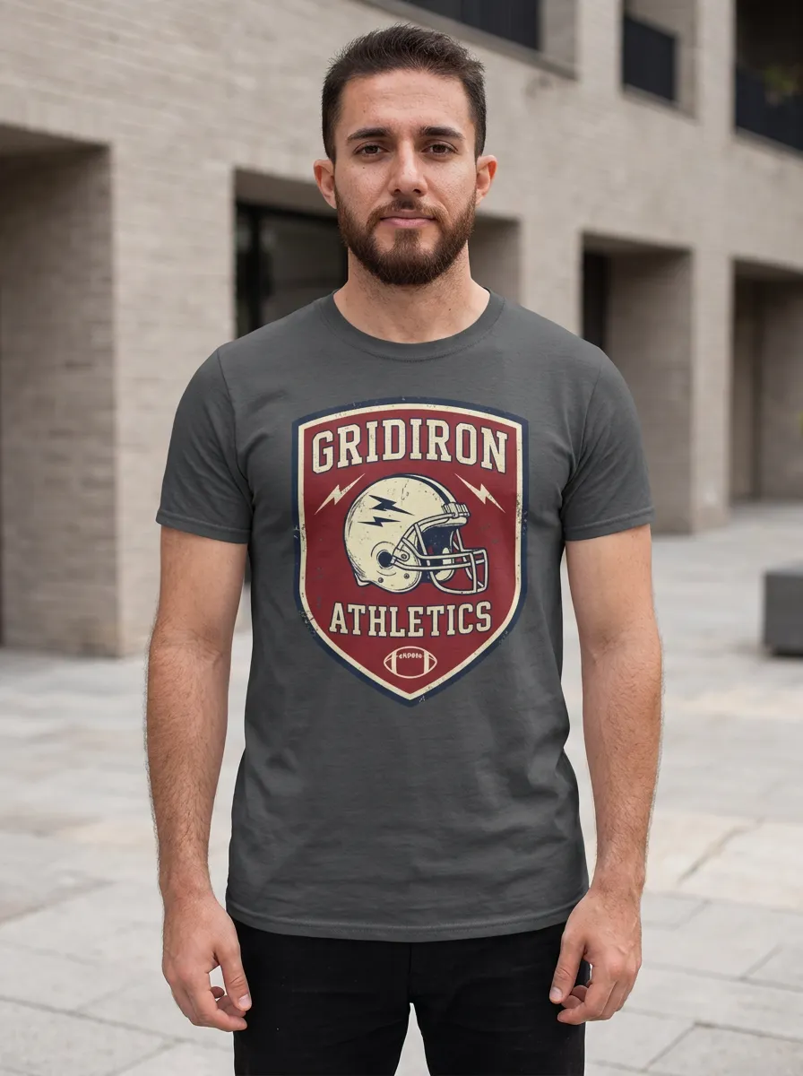 Men's American Football Lover Gridiron Athletics Helmet Printed T-Shirt