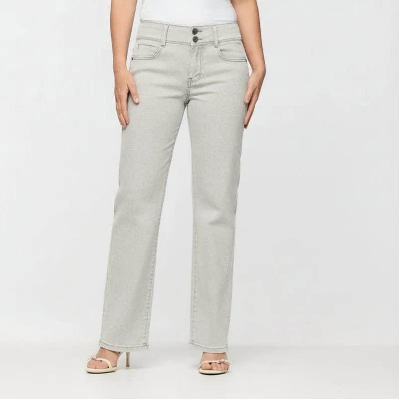 Light Grey Straight Leg Denim Jeans