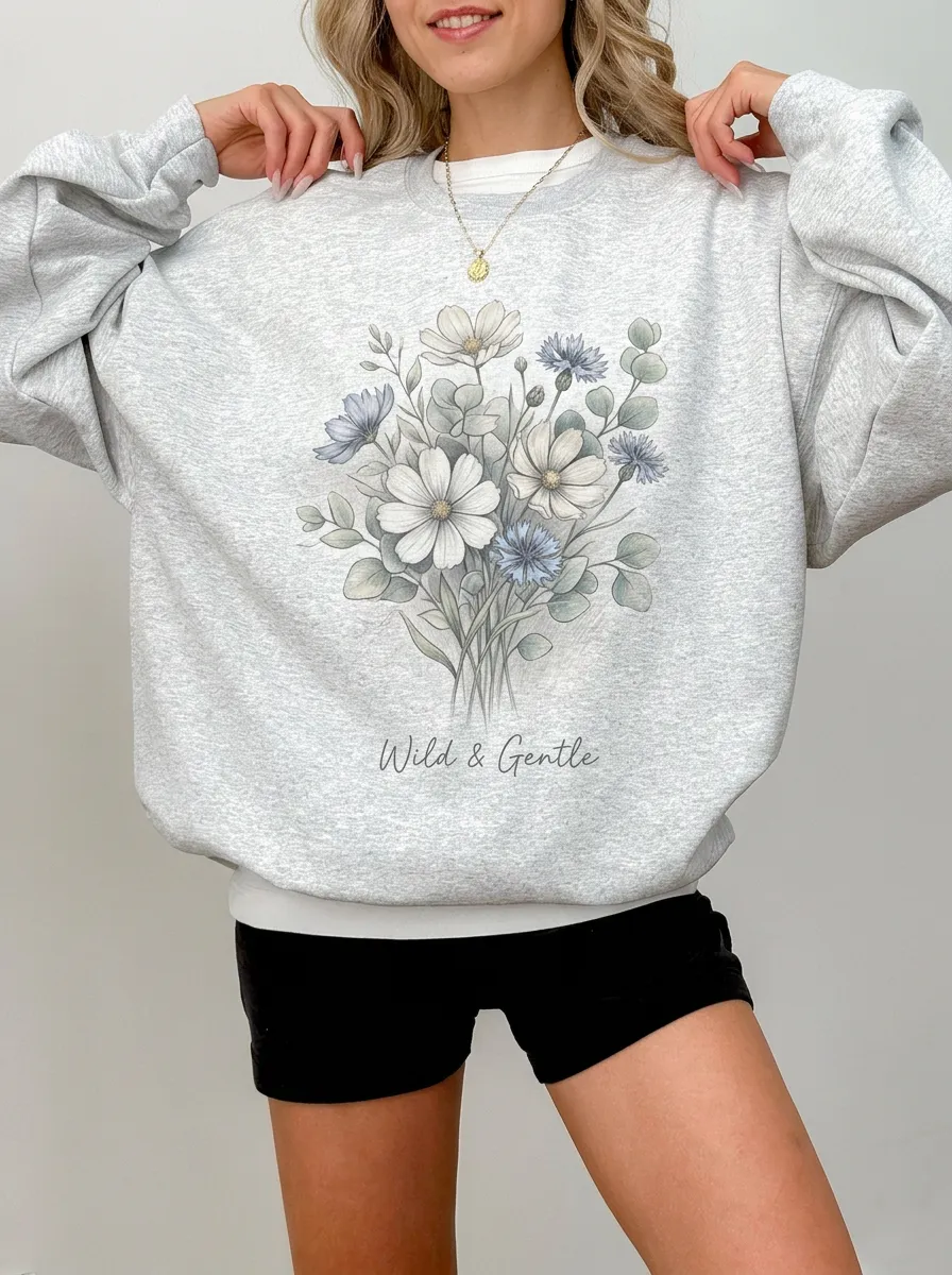 Women's Wild & Gentle Floral Bouquet Printed Sweatshirt