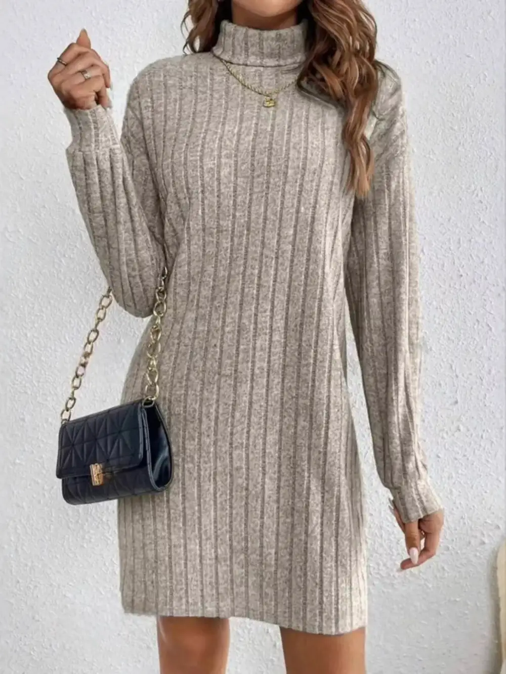 Ribbed Long Sleeve Mini Dress