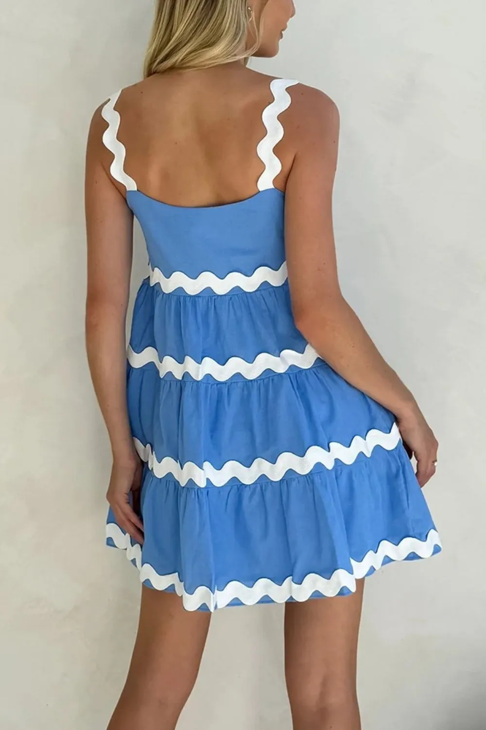 Tiered Square-Neck Casual Dress