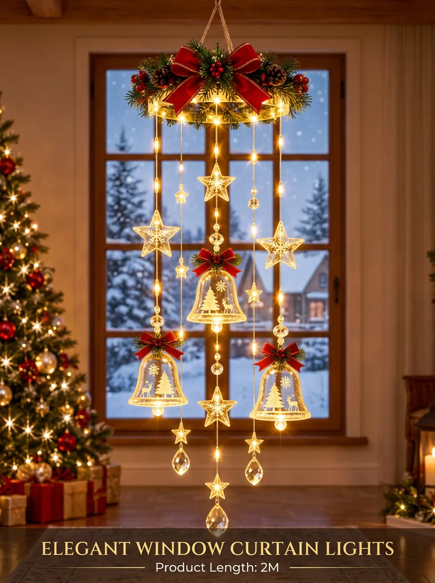 Star Bell Christmas LED Curtain Lights