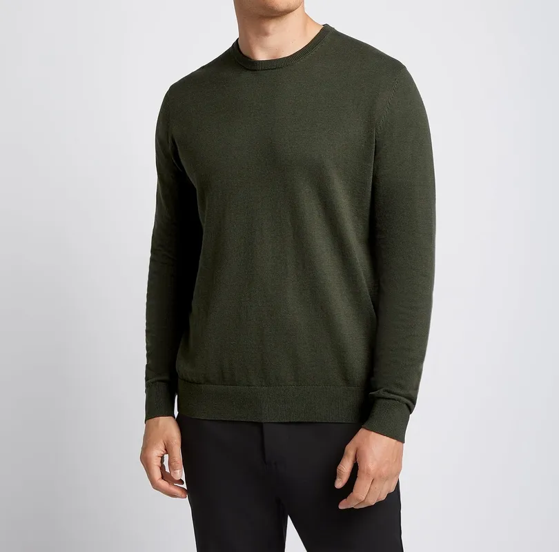 Soft Wool-Blend Crewneck Dark Green