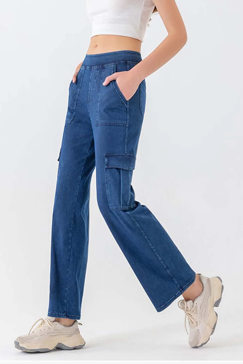 Button Fly Pocket Long Denim Jeans